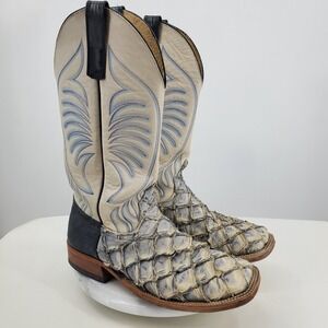 Anderson Bean Men's Blue Jean Big Bass Square Toe Western Cowboy‎ Boots 8.5